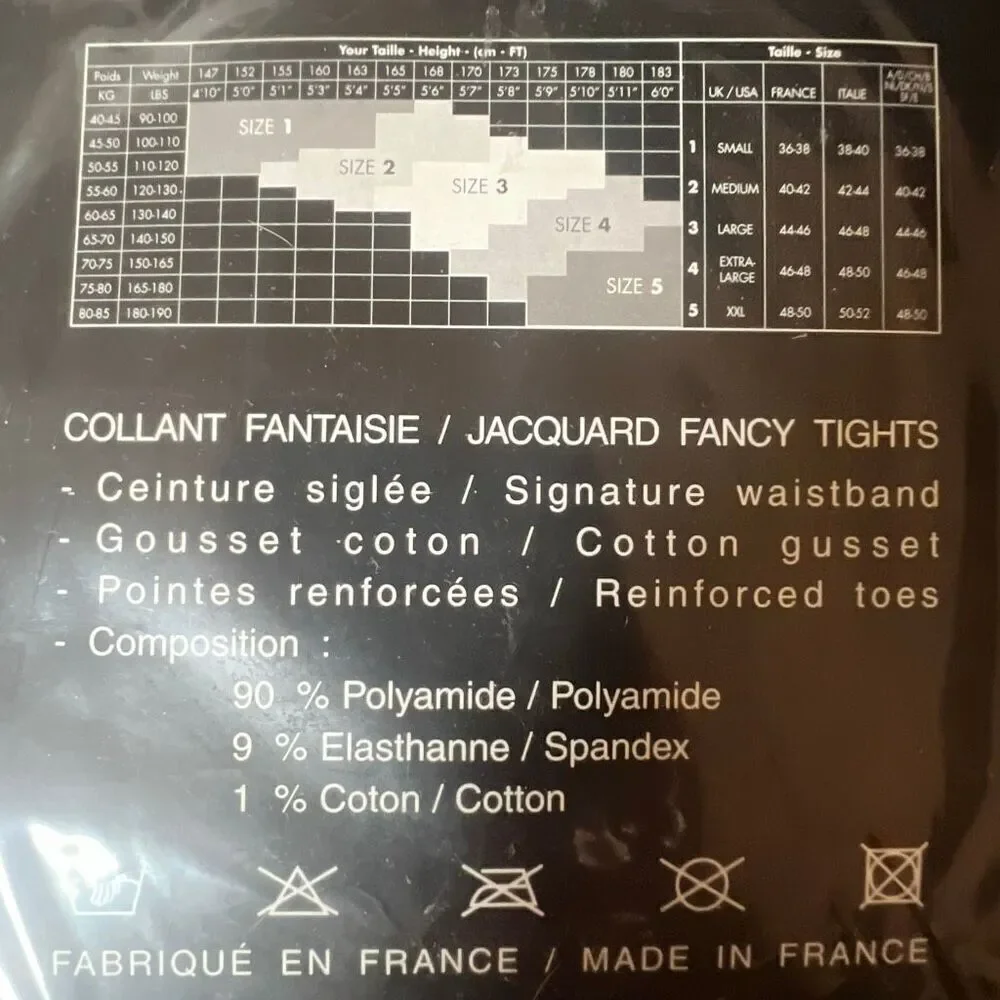 Chanel Jacquard Tights Bordeaux & Black CC Logo Pattern Size 2 New in Package